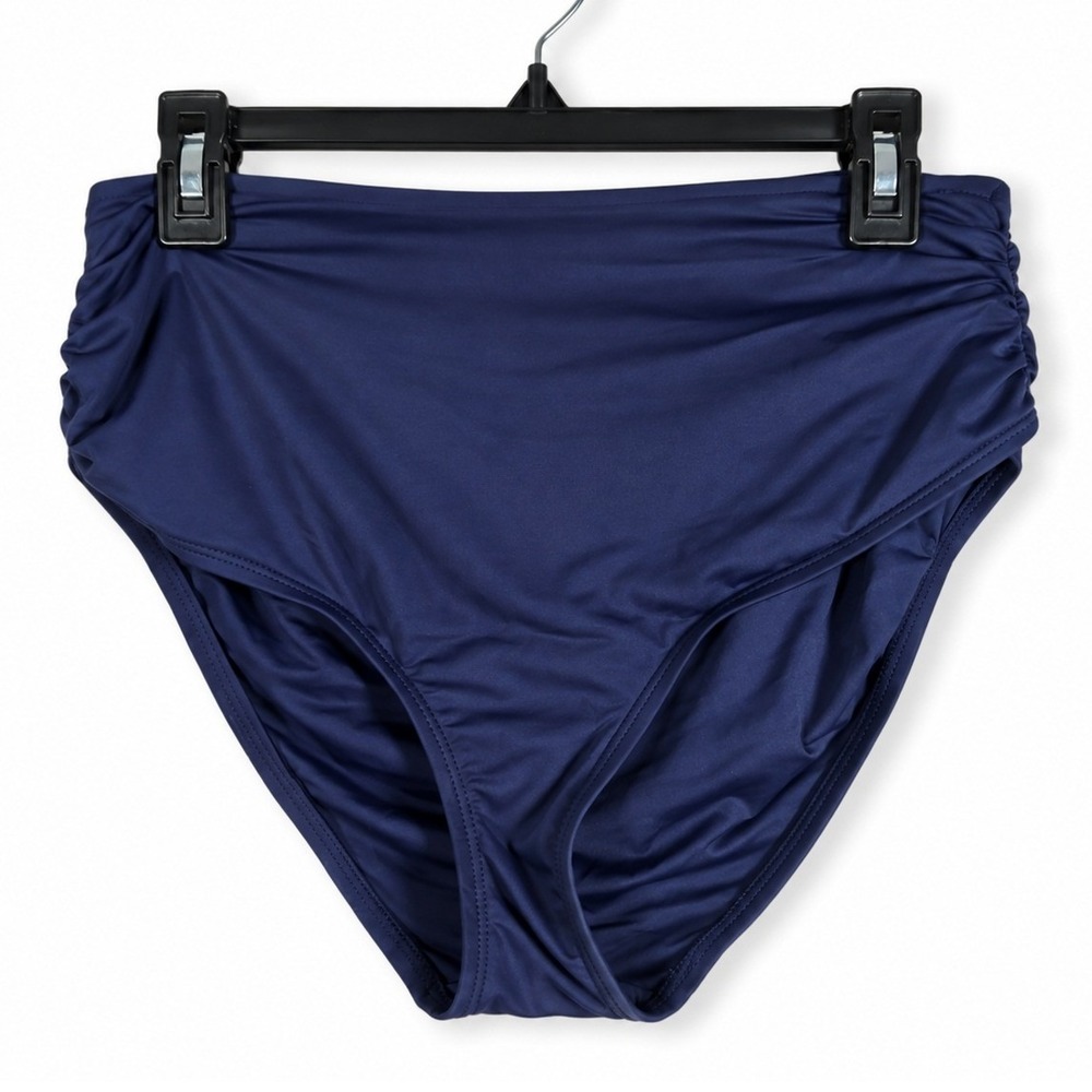Anne Cole Bikini Bottom Womens Large Navy Blue Convertible High Waist Swimwear